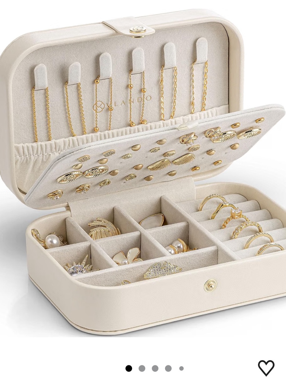 Travel Jewelry Box Organizer with Ring & Earring Storage